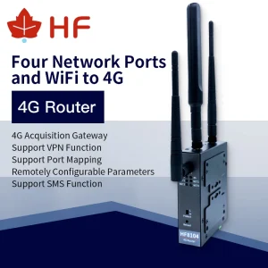 High Flying Industrial Computer Accessories HF8104 4G/3G/GPRS 4 Ports RJ45 Linux System MQTT D2D Virtual Port Channel 4G Router