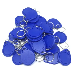 100PCS RFID 13.56Mhz IC Tag Token Key Ring IC cards Blue
