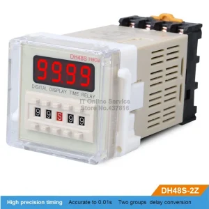 DH48S-2Z 220V/12V/24V LED Digital display Time relay Two groups delay buy one get one base pedestal