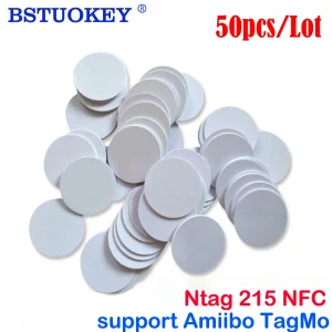 50Pc/lot Ntag215 NFC Tags Sticker Phone Available No Adhesive Labels RFID Tag 25mm 13.56MHz Ntag 215 Coin NFC Tag Key for Home