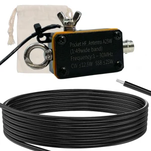 1-30MHz Pocket HF Antenna, Shortwave Antenna, Inverted V Horizontal Balun Long Line Wideband End-fed Antenna