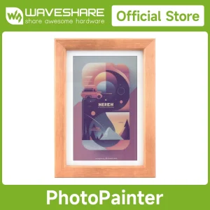 Waveshare 7.3 Inch E-Paper Display ACeP 7-Color E-Ink Screen Module with Solid Wood Photo Frame Ultra-Long Standby 800×480