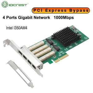 Bypass Gigabit Ethernet 4 Port RJ45 PCI E 4X To Server Desktop Gigabit Network Card HUB RJ45 Adapter for Intel I350AM4 1000Mbps
