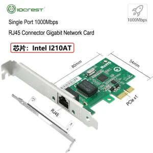 Intel I210AT Single Port Wired Gigabit Ethernet Server Adapter For Intel I210-T1 Chip PCIe X1 RJ45 PXE Startup