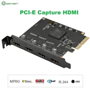 4 Channel HDMI-compatible PCIE Video Capture Card 1080p 60fps OBS Wirecast Live Broadcast Streaming Adapter Quad Ports