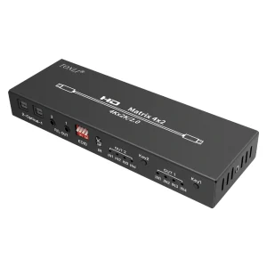 4k HDMI 2.0 Matrix Switcher 4 In 2 Out 4x2 4K@60Hz 5.1 Channel Audio Separation